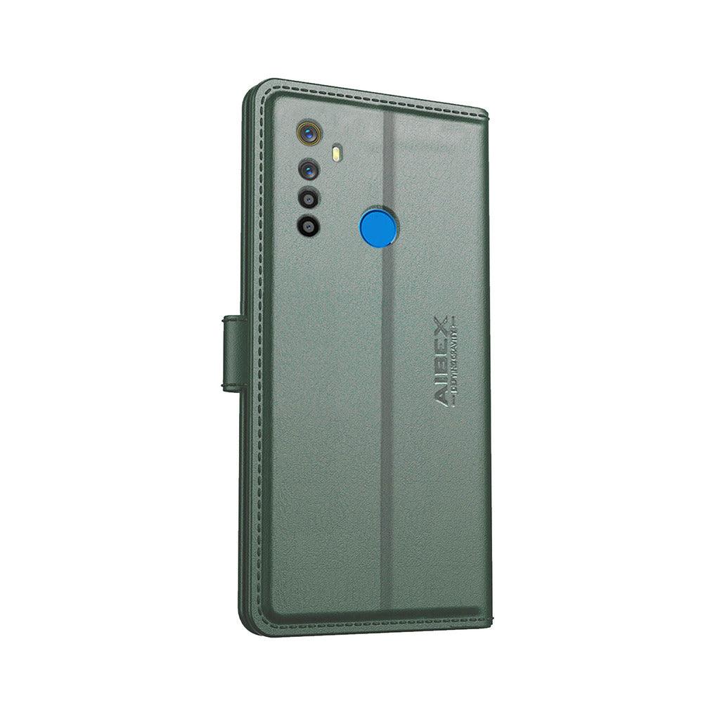 Realme 5 Aibex PU Leather Flip Cover Foldable Stand & Pocket Magnetic Closure - Aibex